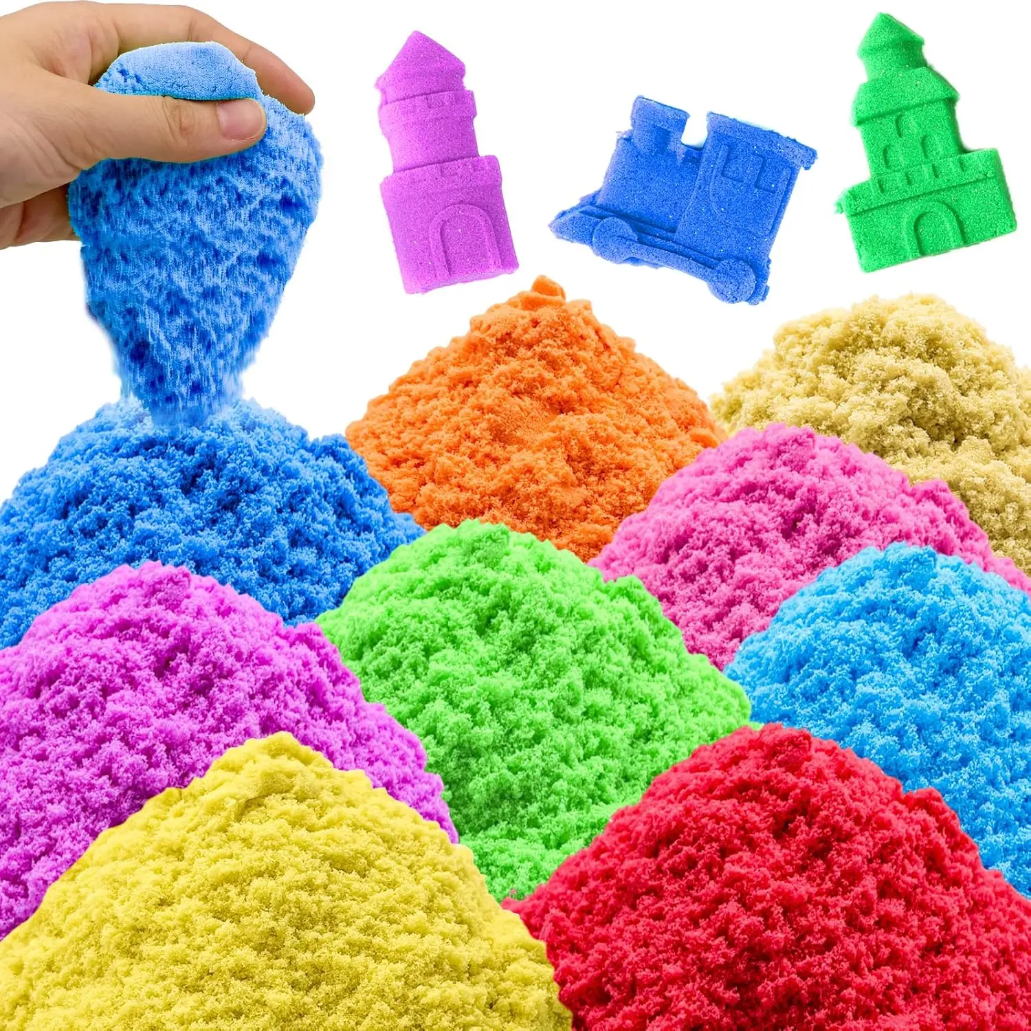 Play Sand for Kids, 6.8lbs of 10 Colored Magic Sands, Colorful Sensory Sand Kit, Sand Art Kits for Boy Girl Kids, Party Giftsfidget toys