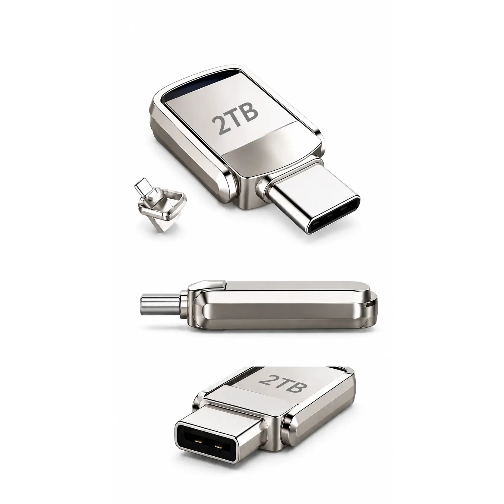2TB Capacity USB Memory Stick - Portable Flash Drive, Thumb Drive with Boot Support for PC, Smartphone Storage, Type-C