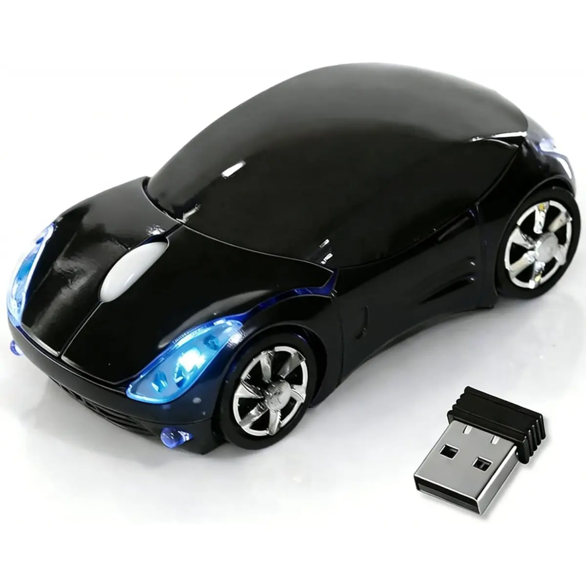 Cute personality Black Wireless Mouse,Mini Car Computer Mouse,1600DPI 2.4G with USB Receiver, Ergonomic Cute Computer Mice for Laptop, PC, Windows, Mac OS