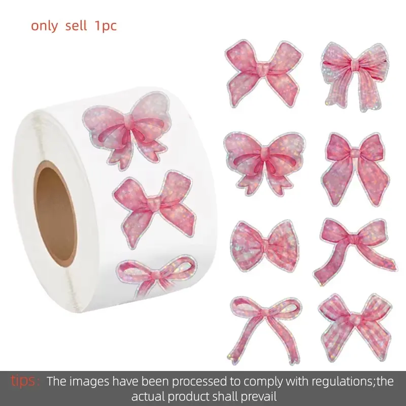 500pcs Glittering Bow Stickers DIY Handmade Gift Decoration Sealing Label Thank you Stationery Sticker