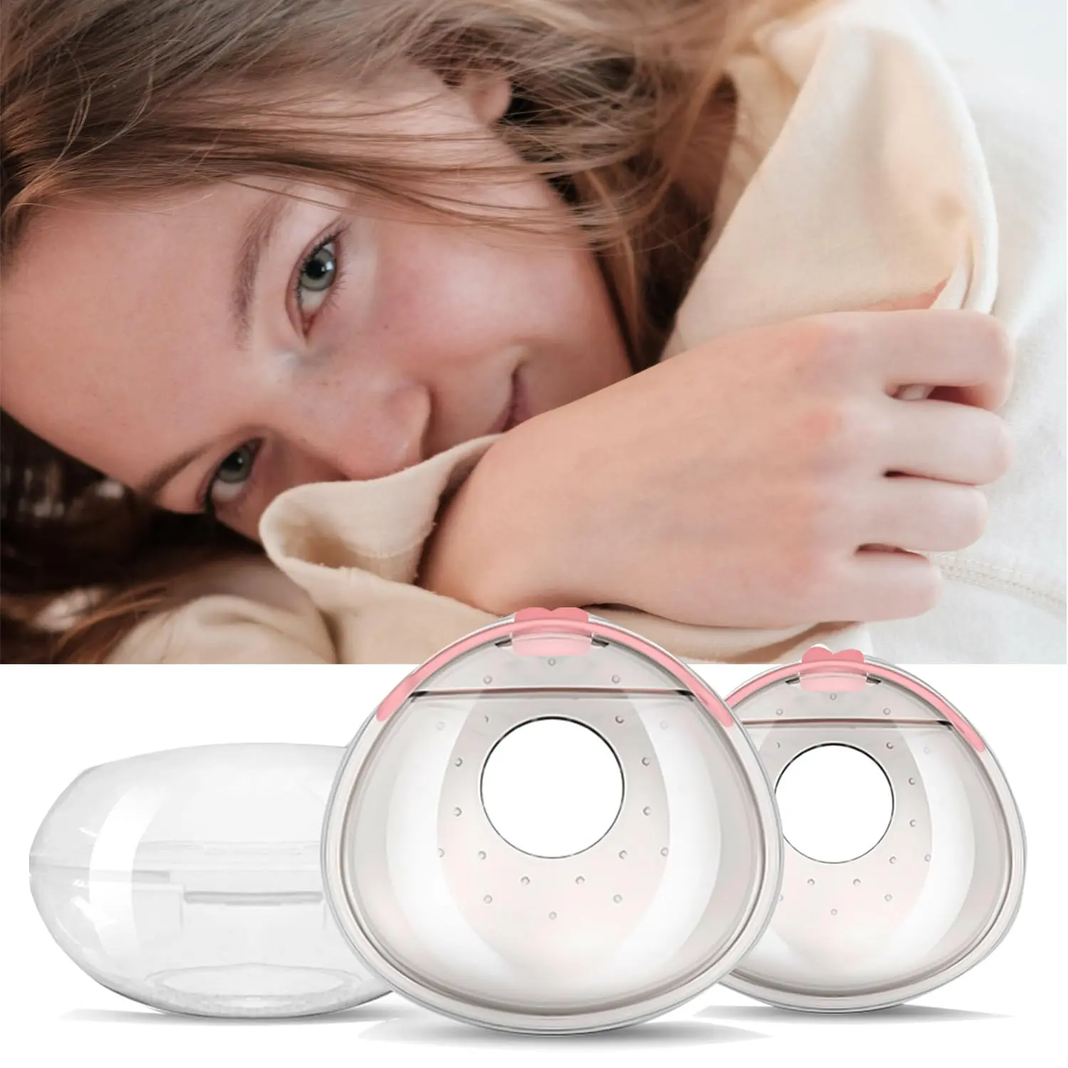Breast Shells Milk Collector, with a Storage Organizer Box  Breastfeeding Nursing Mum, Collect Leaking Breastmilk,Reusable Silicon Pads, Soft and Skin-Friendly, Easy to Wear,Protect Sore Nipples