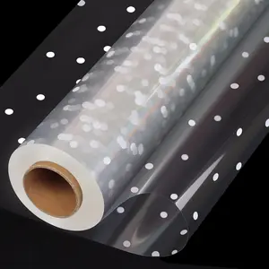 100ft x 34in Extra Wide Clear Cellophane Wrap Roll with Irregular White Dot Thicker Transparent Cellophane Film for Gift Baskets Treats Holiday Christmas Wrapping