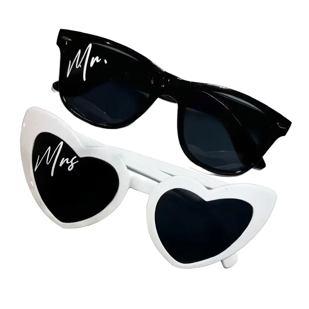 2-Piece Eyewear Set, Heart & Square Design, Perfect for Wedding Gifts, Engagement, Honeymoon Photos, Halloween, Christmas