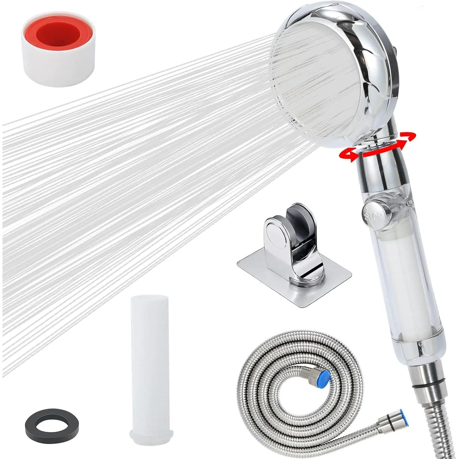 RV handheld shower head with filter for hard water | camper shower head with hose and on off switch | High pressure shower head replacement for Marine、boat、Motor Home