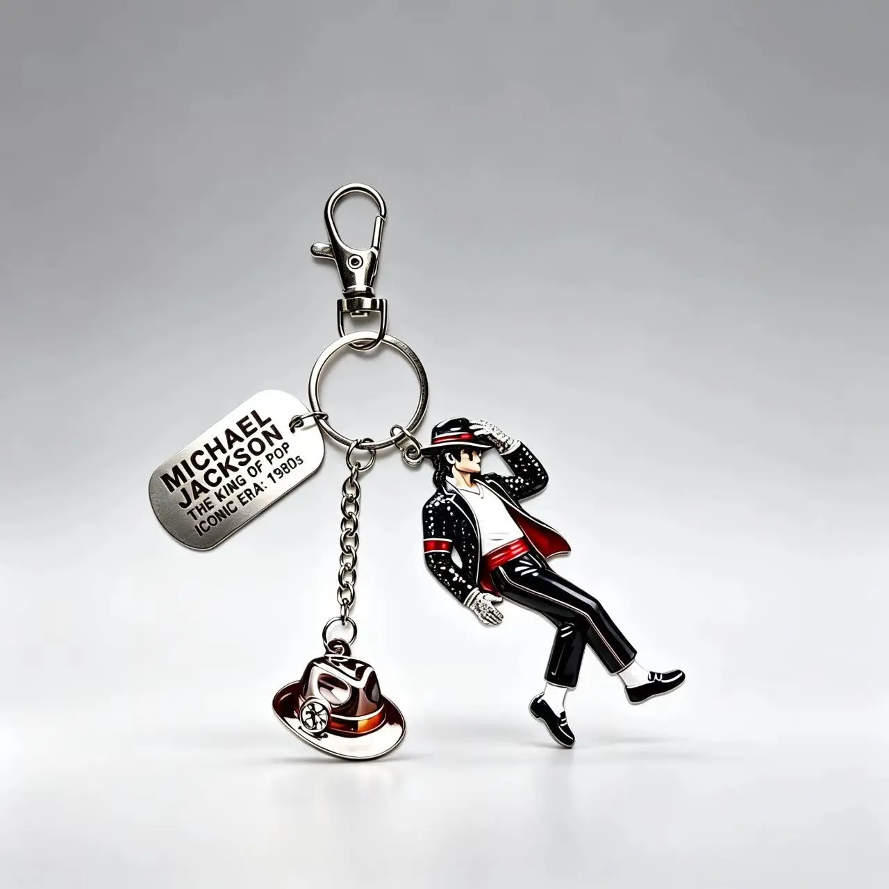 Vintage Metal Mj Figure Keychain, Pop Icon Memorial Badge, Backpack Car Accessory, Small Gift, 1pcs Retro Key Holder