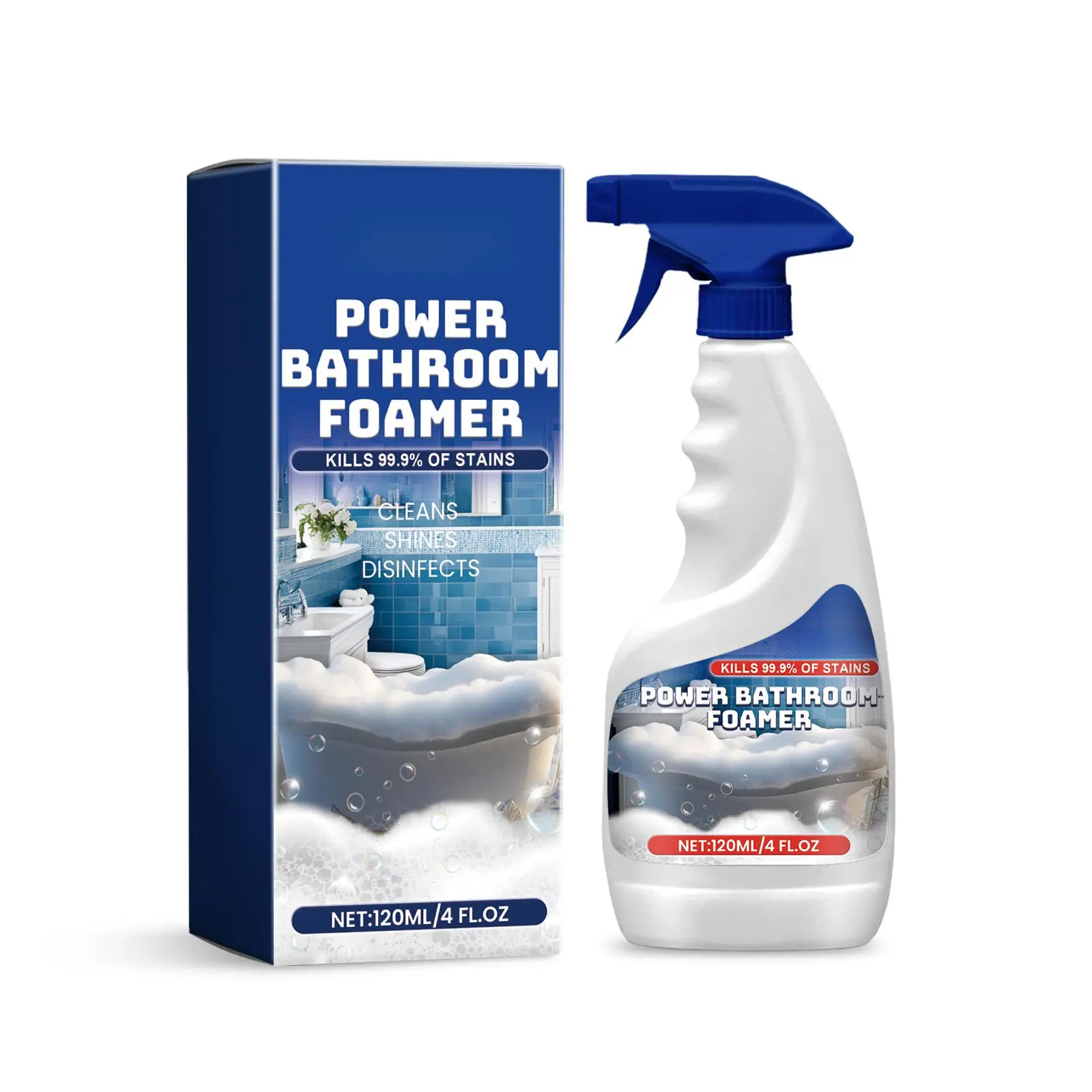 Bathroom Foam Cleaning Spray - Sodium Salts Stain Removal Solution, Multifunctional Home Care Cleaner for Toilet, Bathtub & Multi-Surface Deep Cleaning (Bathroom Care Household Item), Spray Type,bowl cleaner,Pure,Glass,Washing,Nano,Pi,Sh,Pe,remove