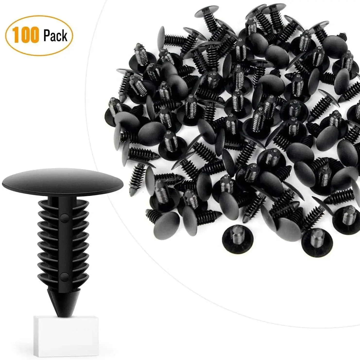 Nilight 100-Pcs Nylon Automotive Fasteners & Clips Kit - 8mm & 6.4mm Hole Sizes, 0.095in-0.540in Panel Range, Fitting GM/Ford, Side Skirts, Door Trim Panels, Better Replacement for Original Clips, Bumper