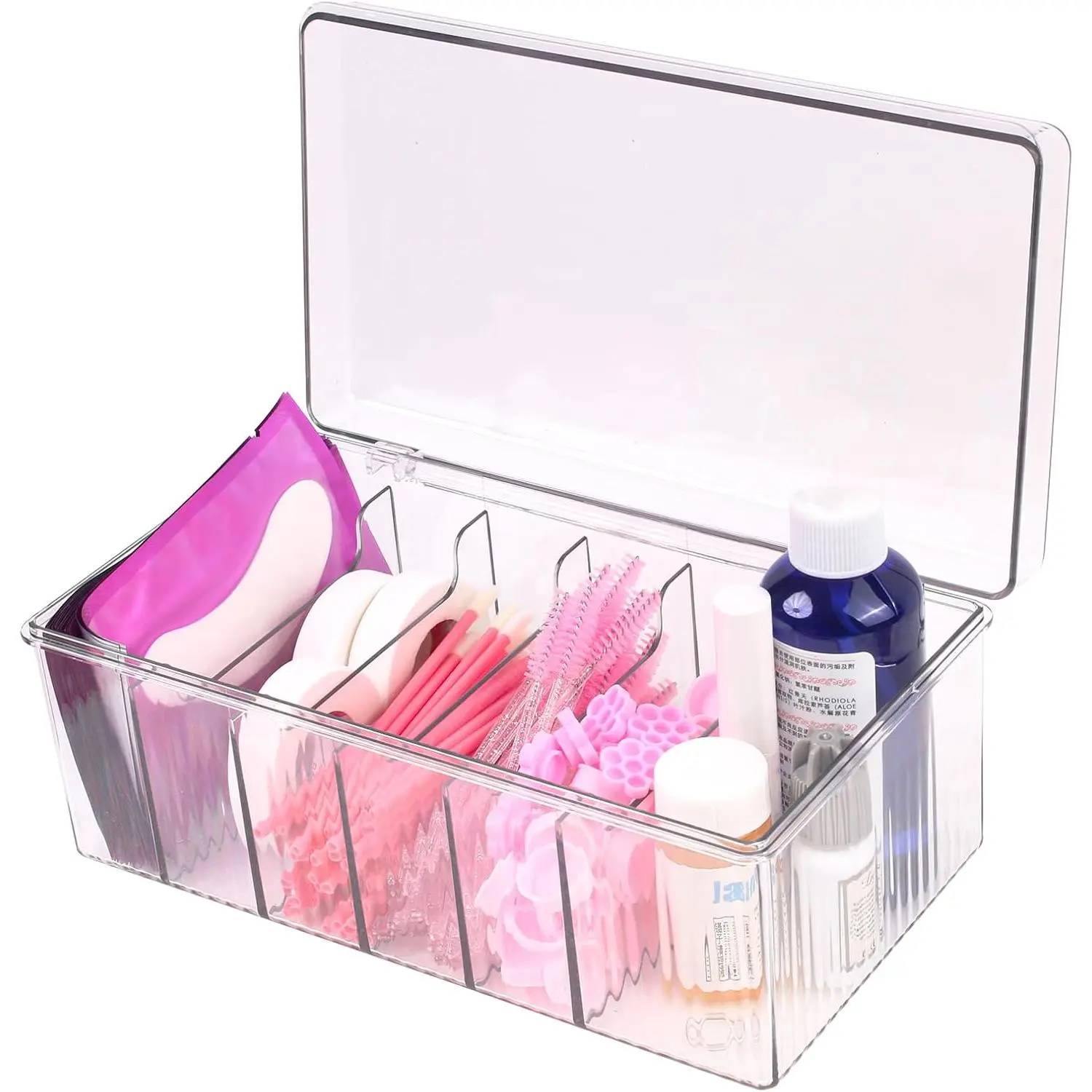 Lash Cart Organizer For Lash Techs, Lashes Extension Organizers and Storage for Do Your Own Lashes and Brows at ,Clear Container for False Eyelash Supplies, Separated Lashs Organizers Boxes