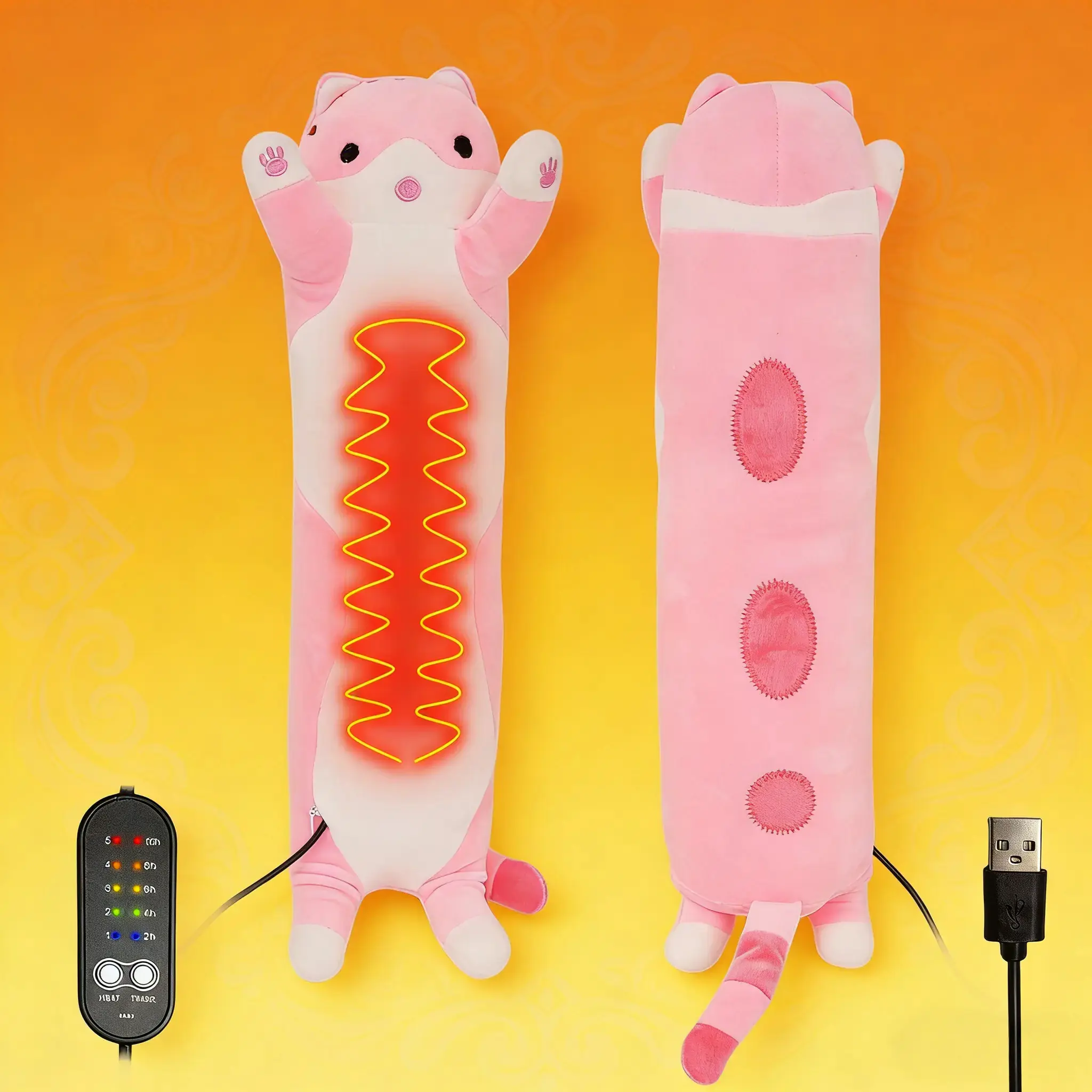 Viral Cute Long Animal Heated Body Pillow, USB Safe Low‑Temp Heating Plush Cushion, Winter Warm Must‑Have Gift Healthcare