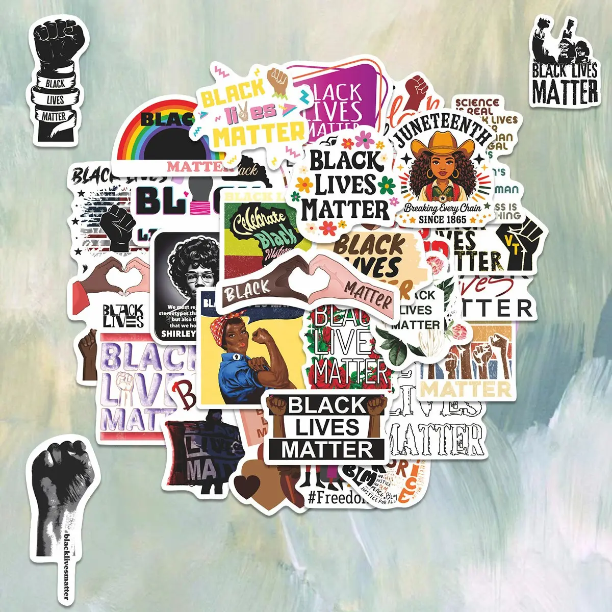 50Pcs Black Culture Stickers, Juneteenth BLM Aesthetic Vinyl Stickers, Waterproof DIY Decorative Decals for Laptop, Journal, Water Bottle, Black History Month Decor, Gift for African American