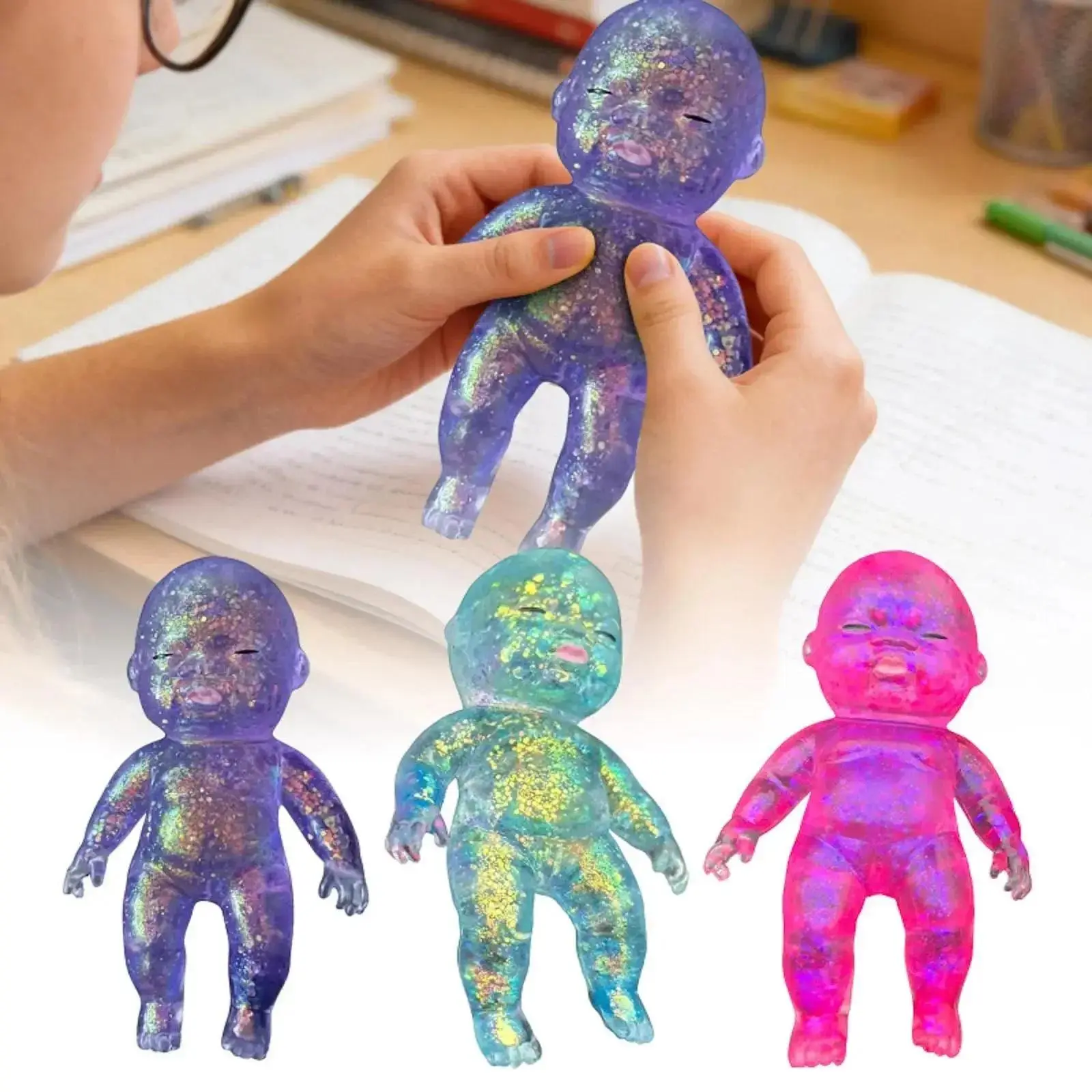 1pc Glitter Silicone Squishy Baby Squeeze Toy - Slow Rebound Stress Relief Fidget Toy with Soft Satisfying Texture, Affordable and Unique Birthday/Christmas Gift for Peace of Mind, Squishy Toys, Christmas Gifts