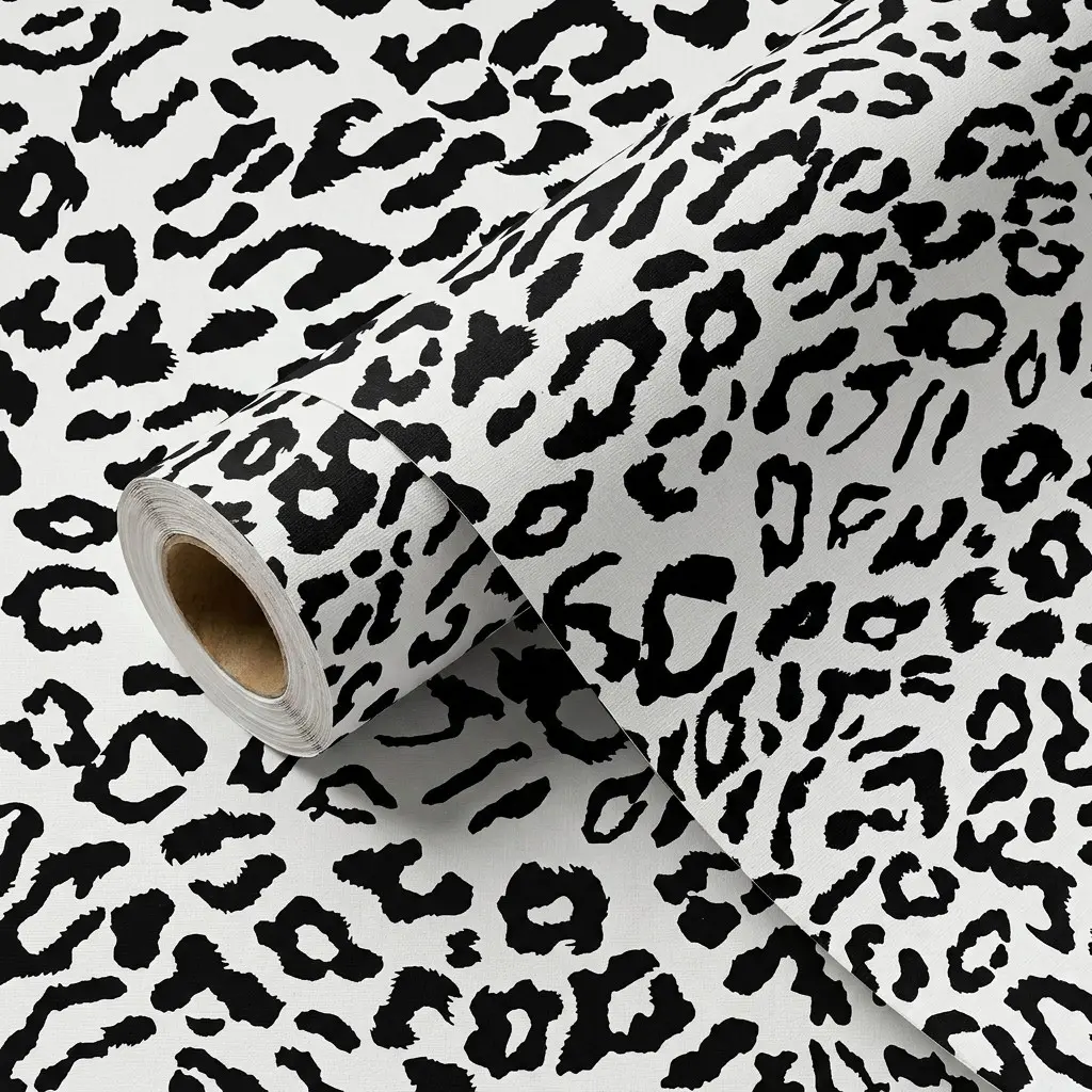 Self-Adhesive Leopard Print Wallpaper, Waterproof Washable PVC, Easy Cut DIY Wall Sticker for Bedroom Living Room Bathroom Corridor
