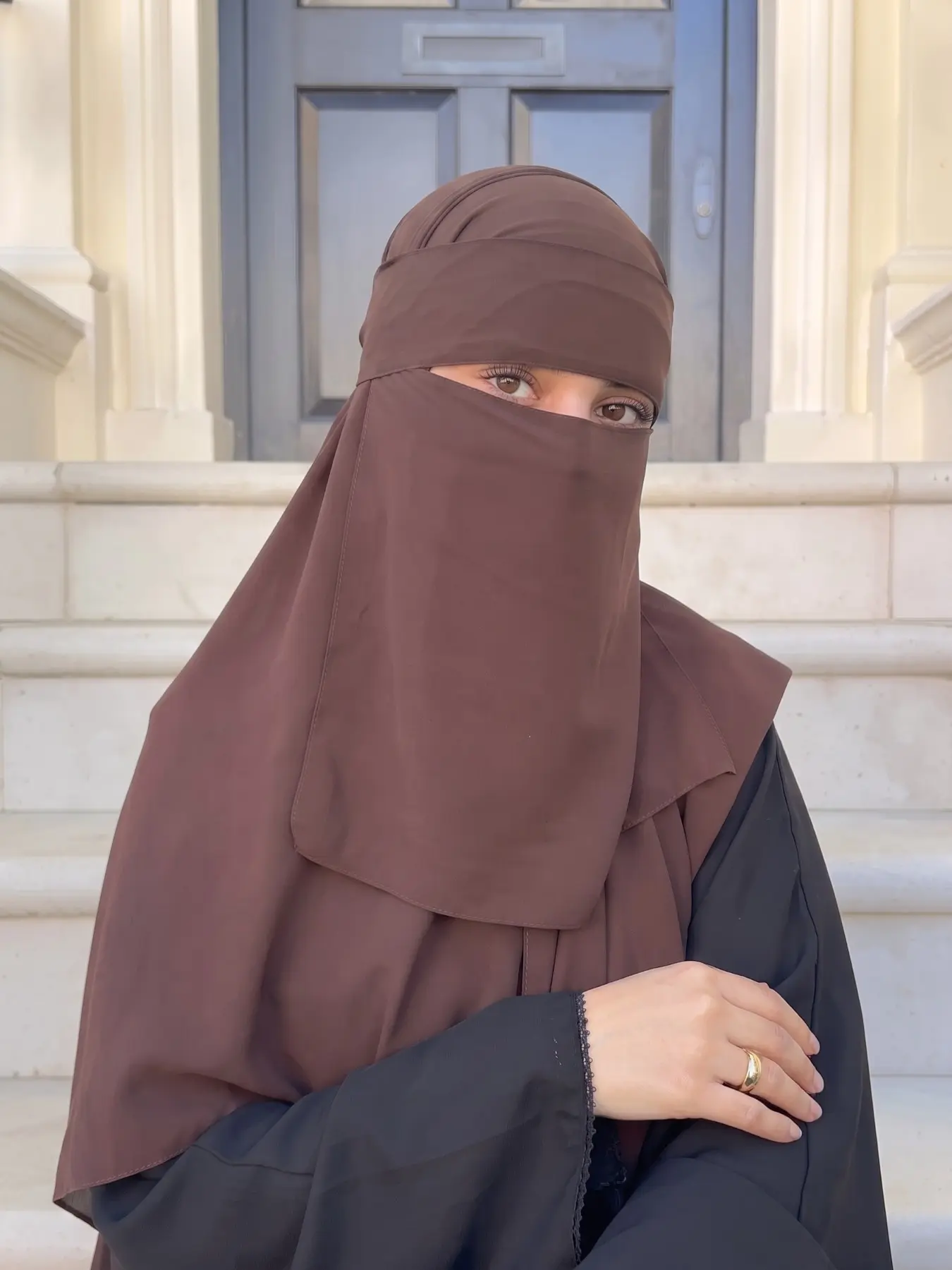 Women's Solid Color Chiffon Scarf, Soft Middle Eastern Face Cover, Conservative Elastic Band, Pure Color Veil, Suitable for Daily Use Niqab