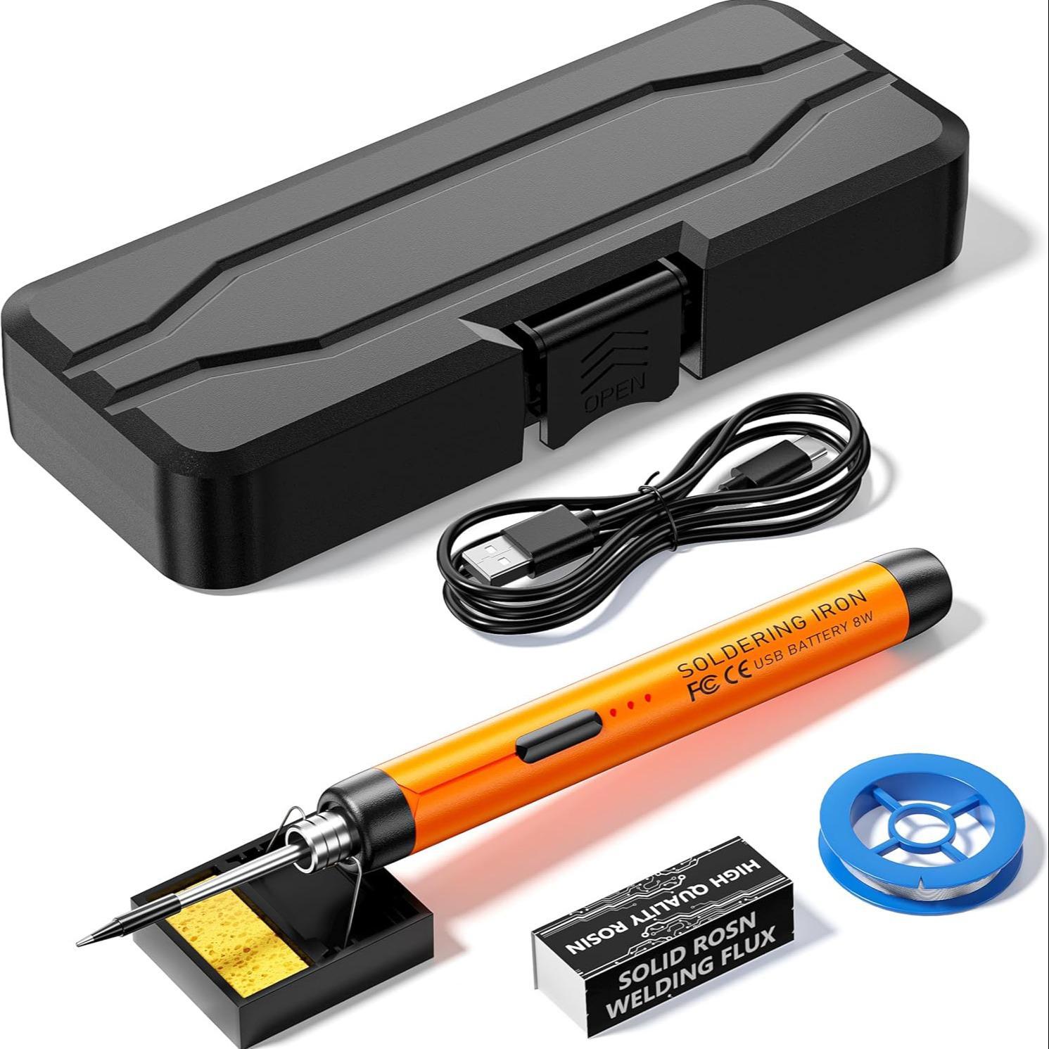 USB Or Battery Dual-use Soldering Iron, 3-speed Temperature Adjustable Soldering Iron with Storage Box, Soldering Iron Tool Kit for Home & Office USB Or Battery Dual-use Soldering Iron, 3-speed Temperature Adjustable Soldering Iron with Storage Box, Soldering Iron Tool Kit for Home & Office