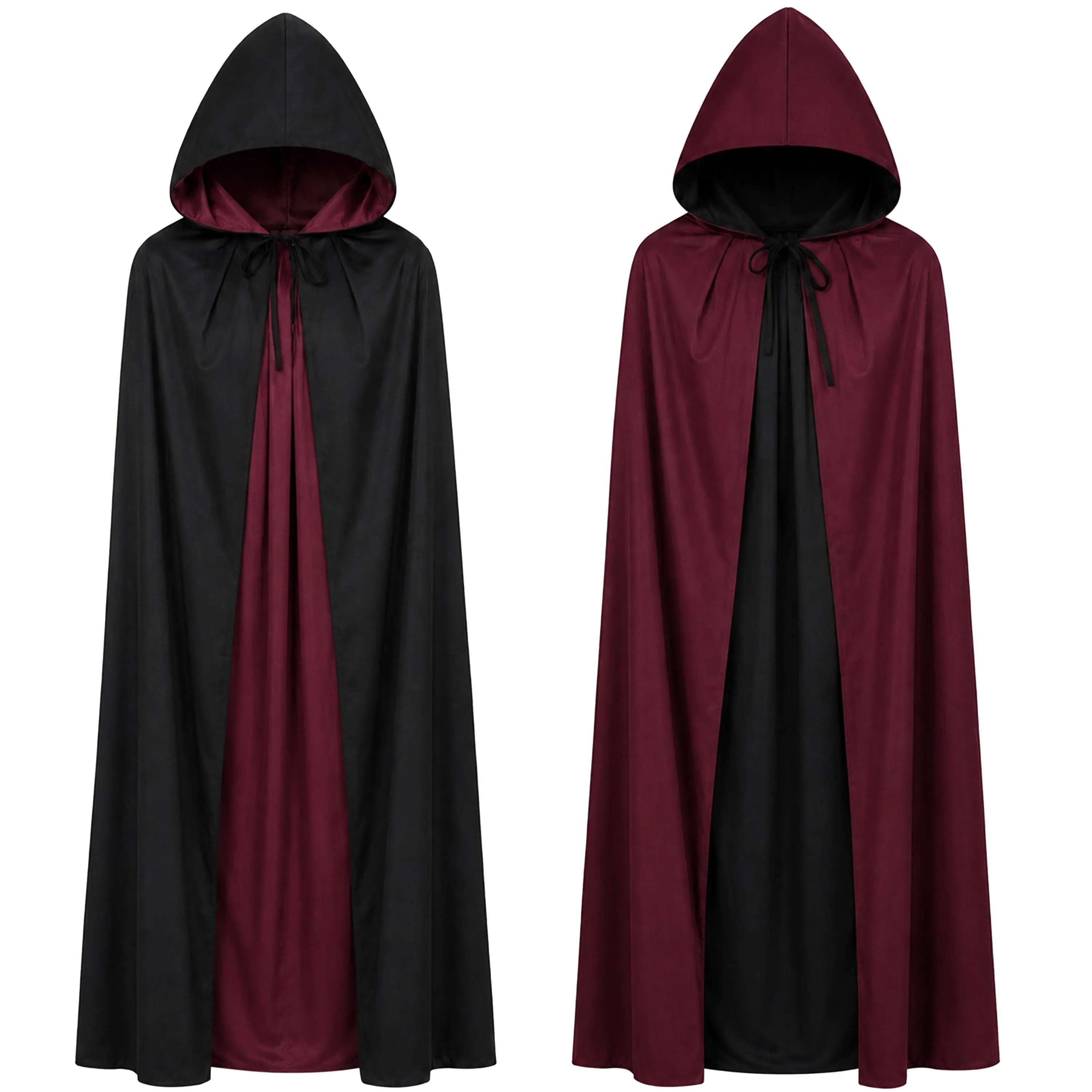 Vampire Hooded Capes Halloween Witch Cloak Cosplay Masquerade Costumes | Double-Layer Reversible | Unisex | Soft | Lightweight | Breathable | Stretchy | Comfortable | Easy to Wear