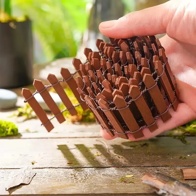 1pc 35.4*2in  Wooden Fence, Miniature Fence for Fairy Garden Micro Landscape Flower Pots Accessories Ornaments, for Dollhouse Accessories Home Room Garden