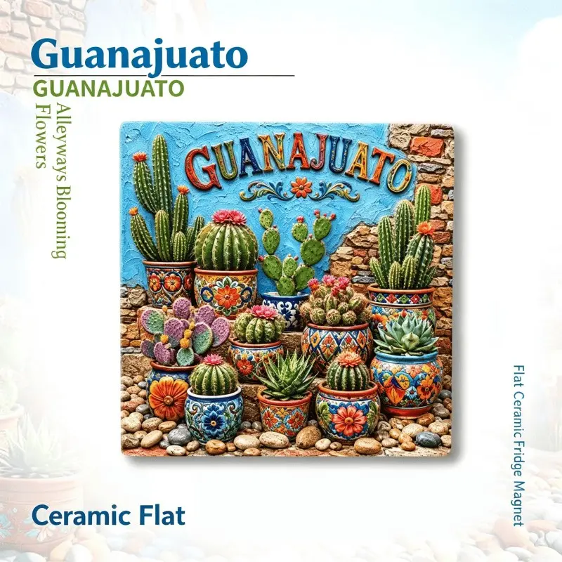 Mexican Block Flower Pattern Ceramic Magnet, Fridge Magnets, Travel Souvenir Refrigerator Magnet, Unique Gift, Personalized Keepsake, Magnetic Decorative Item