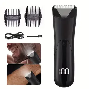 Men's Electric Body Hair Trimmer Rechargeable Cordless with Smart Digital Display USB Charging High-Speed Motor Painless Grooming for Legs Underarms Bikini Shaver