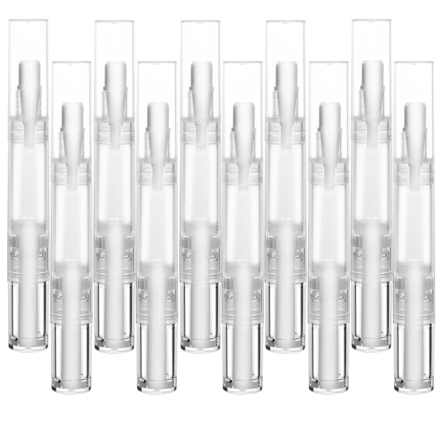 5 pack 5ml Transparent Twist Pen for Cuticle Oil Applicator, Empty Nail Oil Pen with Brush Tip, Eyelash Growth Liquid Tube, Cosmetic Lip Gloss Container (5x)