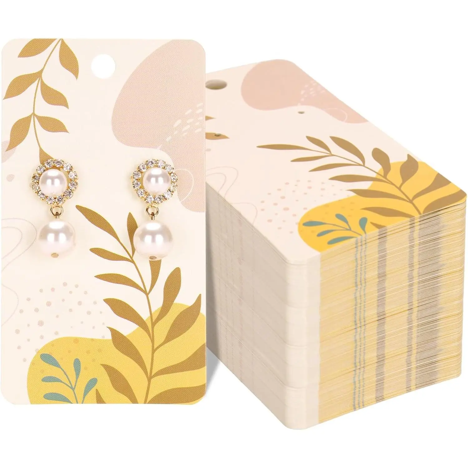 200 count Brown Earring Display Cards - 2x3.5 In Paper  Display Cards with Holes,   Holder Tags for Selling, Packaging, , Retail