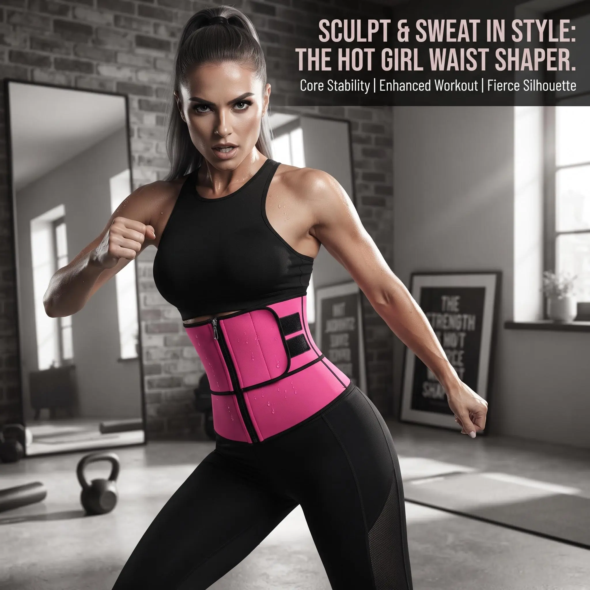 Women's Zippered Neoprene Waist Trainer - High Compression Shapewear, Waist Trimmer Belt, Posture Correction Back Strap, Machine Washable for Fitness Training & Body Shaping Fit, Sweat Waist Trainer