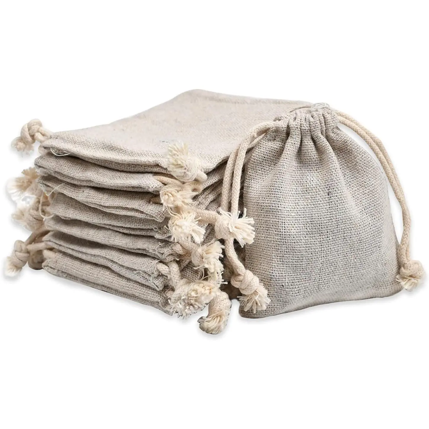 50pcs Double Canvas Drawstring Bag Cotton Pouch Gift Sachet Bags Muslin Reusable Tea Bag 2.75x4 Inch