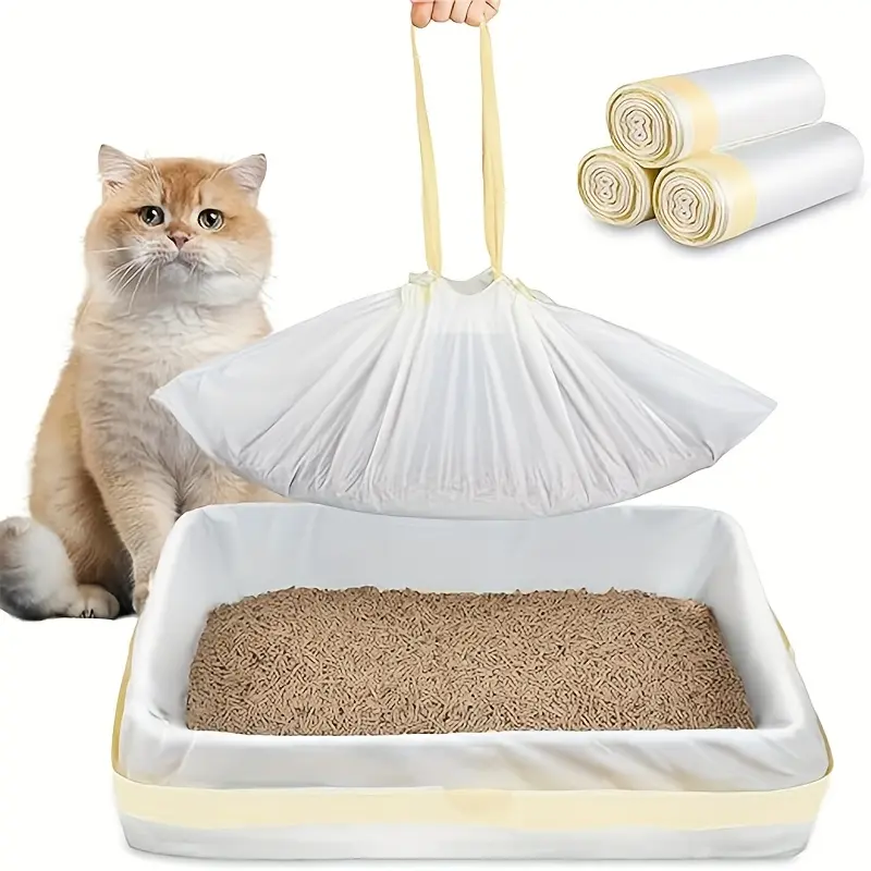 21 Count (3 Rolls) Extra-Large, Thickened Litter Box Liners (37.01" x 17.99") – Suitable for Stainless Steel Sifting Litter Boxes and Automatic Litter Boxes; Drawstring Design