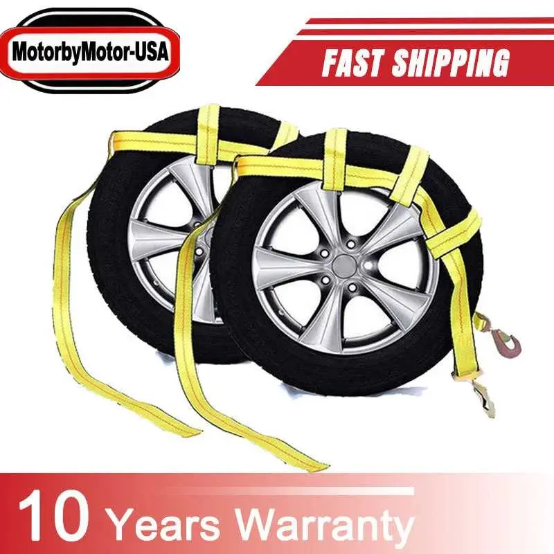 2 PCS Tow Dolly Basket Strap fits Most 14-17" Tires w/Twisted Snap Hooks, 2 Twisted Snap Hooks, 2" Webbing Width
