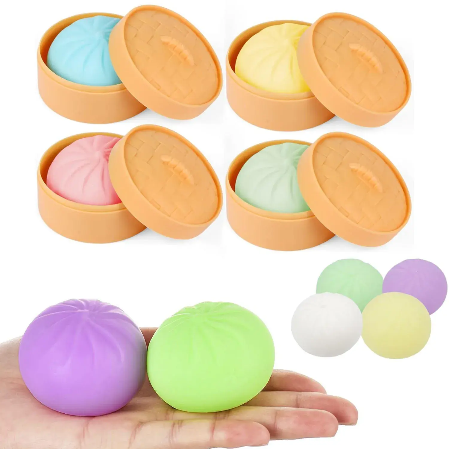 Charlie Brown Soft Latex-Free Slow-Rebounding Dough Squishy Dumpling Stress Balls - Unisex Realistic Bun Shape Fidgeting Sensory Activities for 10-12 Year Olds, Anxiety Relief Elastane Toys, Oddly Satisfying