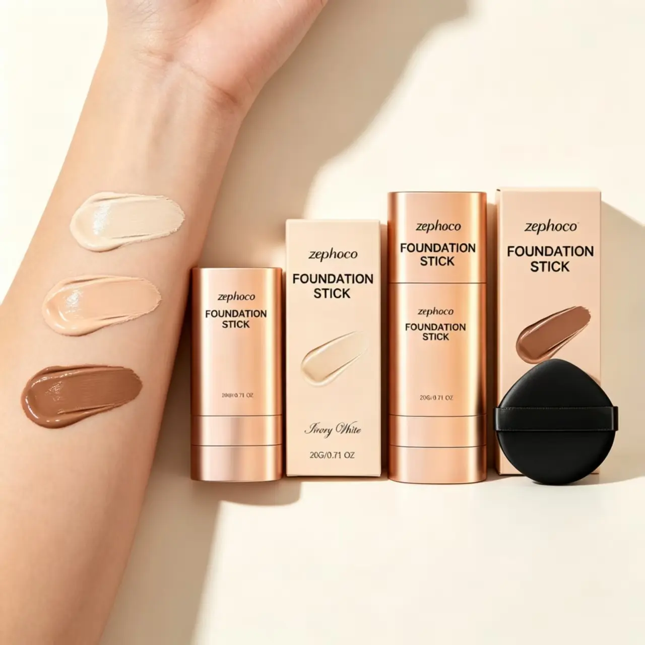Trending Zephoco Clear Dewy Foundation Concealer Stick, Watery Silky Texture No Flaking, Breathable Natural Everyday Base Makeup