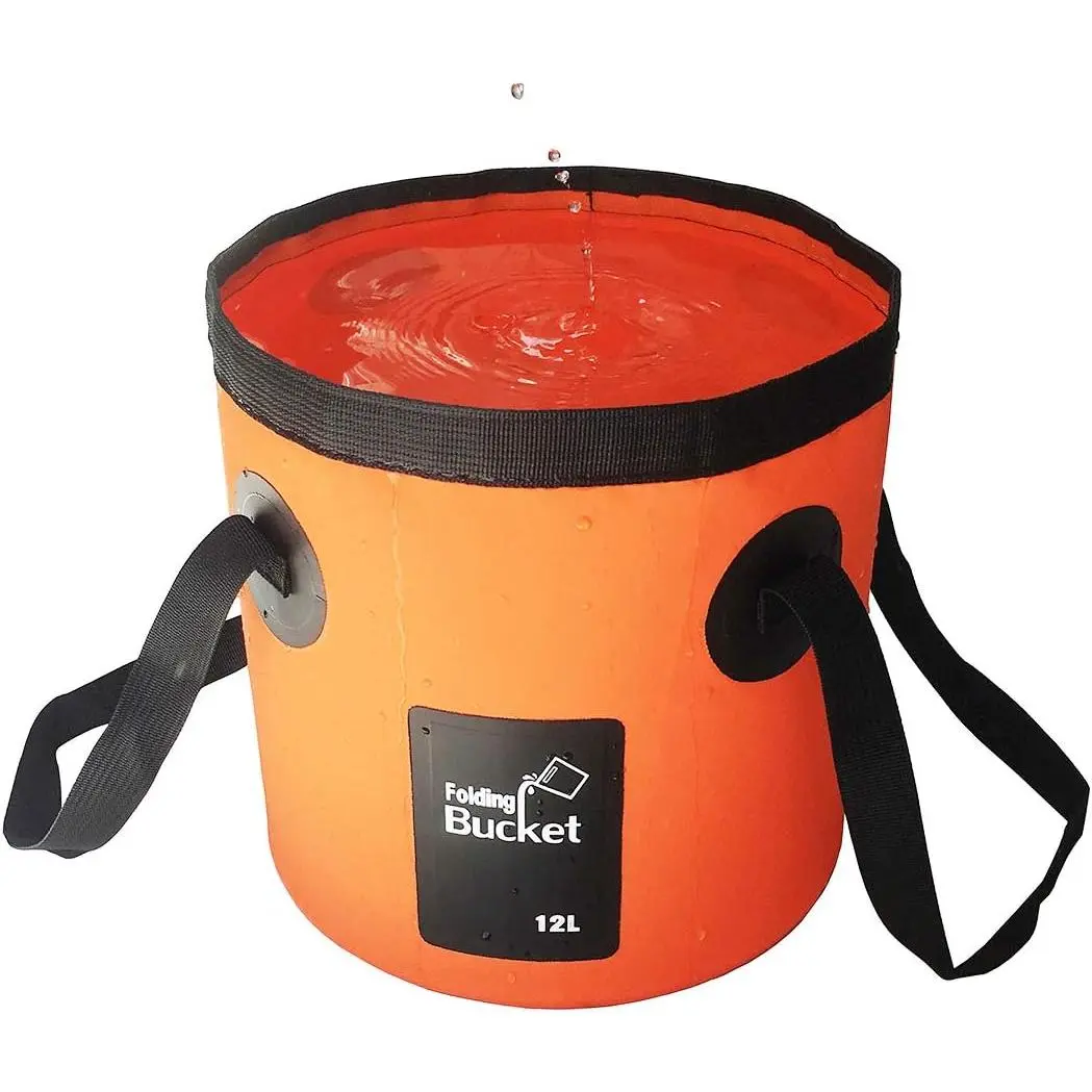 Collapsible Fishing Bucket, 3 Gallon Multifunctional Portable Wash Basin - Water Container for Fishing, Camping, Gardening (12L/3gallon (Orange))