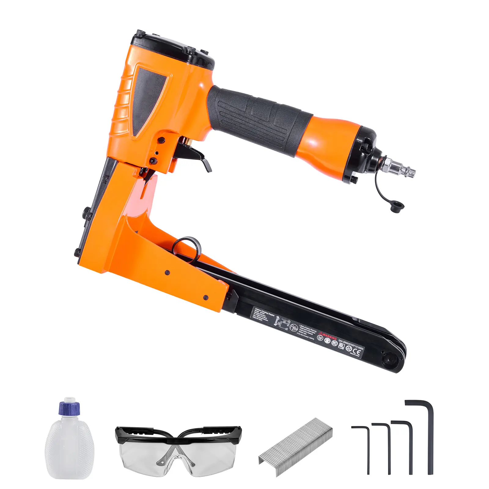 Pneumatic Carton Closing Stapler, 70-120 PSI Operating Pressure, Aluminum Alloy Construction, Compatible with Carton Closing Staples
