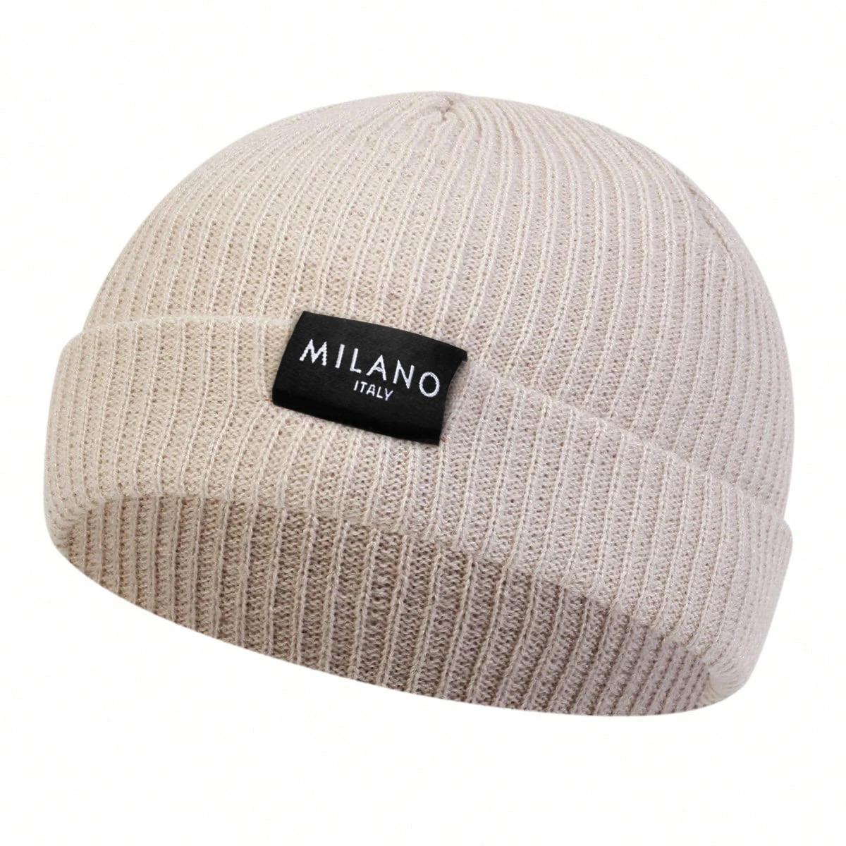 Unisex MILANO Letter Label Beanies Winter Warm Hat Hip Hop Cap Beanie Hat Caps for Women Men