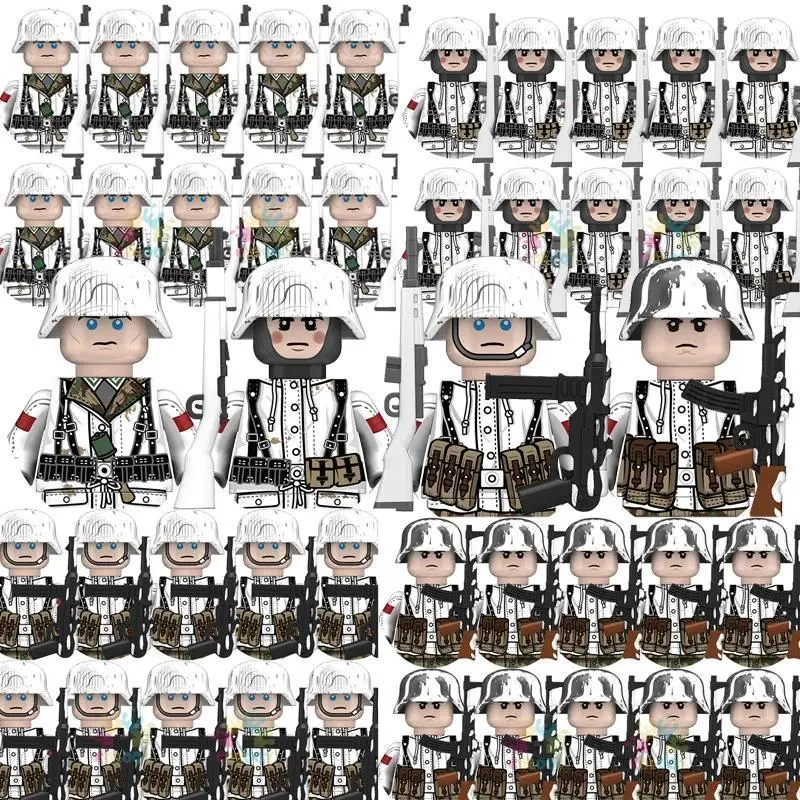 New Kids Toys WW2 Building Blocks 10pcs/lot White Winter Soldiers Mini Action Figures Educational Toys For Kids Birthdays Gifts