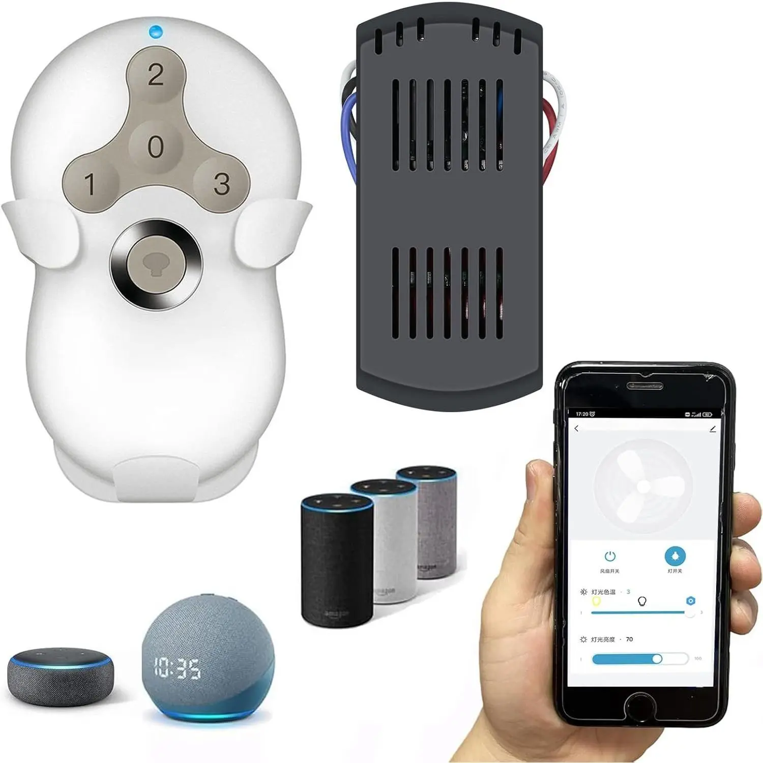 Hunter Ceiling Fan Remote Control Kit,   Control Kit | Works for Hunter Harbor Breeze Hampton Bay, Compatible with Alexa,  Assistant and  Life App, 3-Speed, Light Dimmer