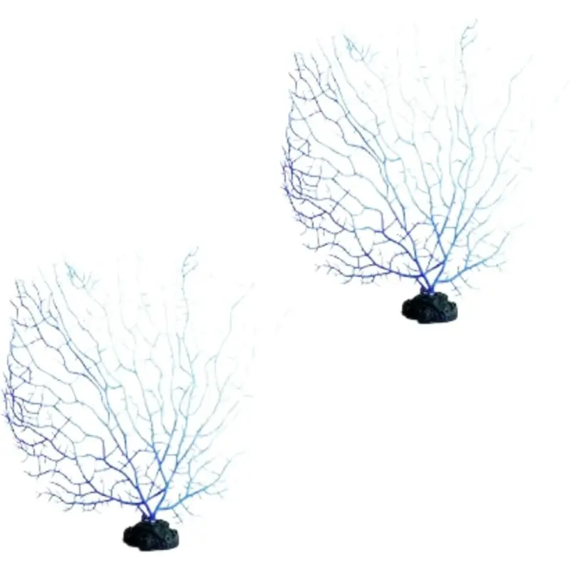 2 Pcs Blue Artificial Coral Branch Faux Aquariums Ornament Fish Tanks Landscape Sea Fan Decorations Artificial Coral Branch Aquarium Décor