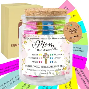 Verse Jar for Mom, Mom Gifts from Daughter Son, 90 Color Coded  Verses in a Jar, Inspirational Christian Faith Based  Day Christmas Birthday Gifts for Women