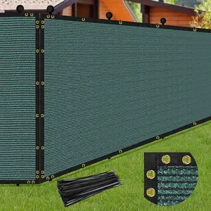 6 x 50FT  Screen Fence Green Heavy Duty Mesh Fencing Shade Net Cover with Reinforced Bindings 100 Straps for Outdoor Chain Link Fence Patio Wall Garden Backyard, Green