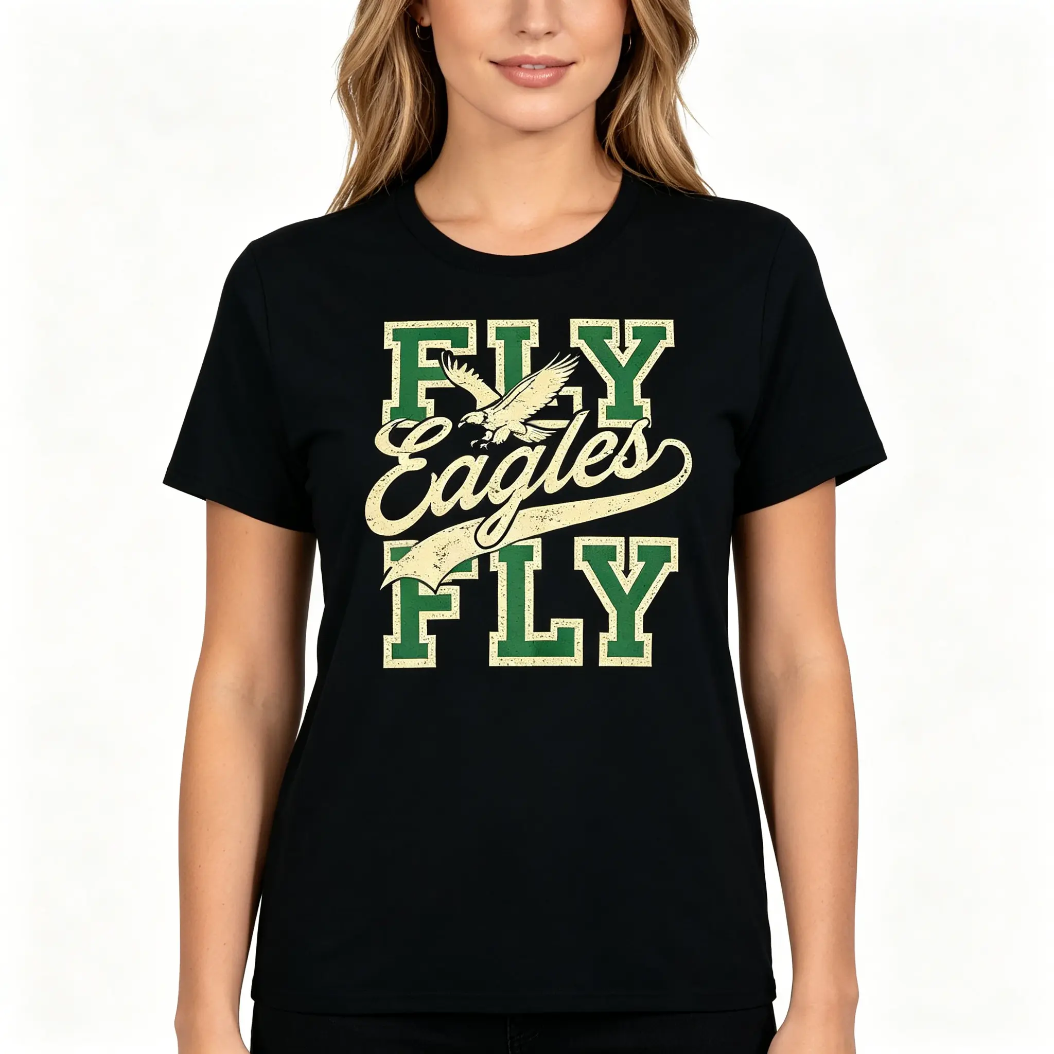"Eagles Vintage Football Life Printed Crew" Graphic Unisex Tee |   All-Season Breathable Top
