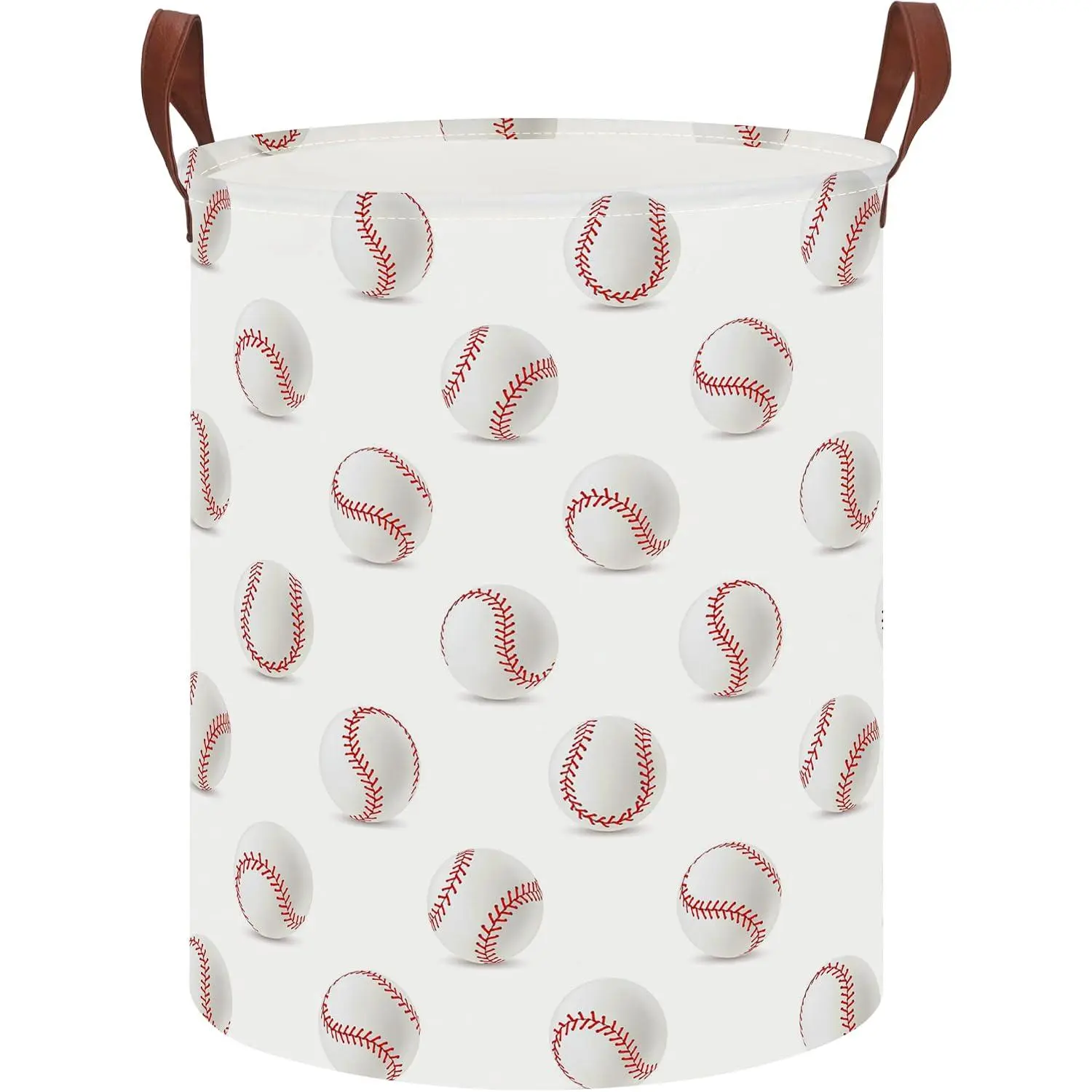 Baseball Decorative Waterproof Fabric Laundry Basket - Indoor Furniture Storage Container for Room Decor & Gifting