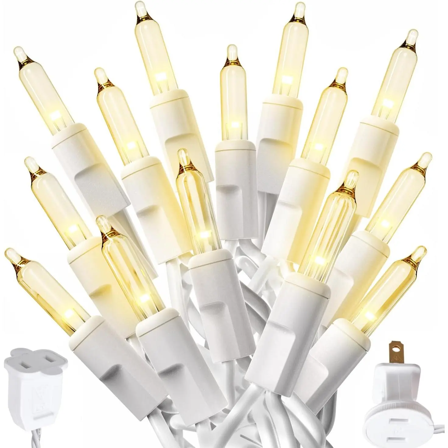 100-Count Ultra Bright Christmas Lights - 20 ft Clear StringLights  White Wire - Incandescent Xmas TreeLights for Indoor and Outdoor Decorations