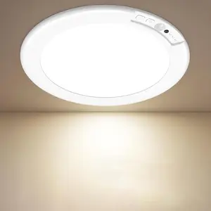 10" 8000mAh Rechargeable Motion Sensor Ceiling Lights with Remote, Battery Operated Closet Lights No Wiring, Wireless LED Shower Lights, 3 Color Dimmable Overhead Lamp for Closet Shower Pantry Hallway