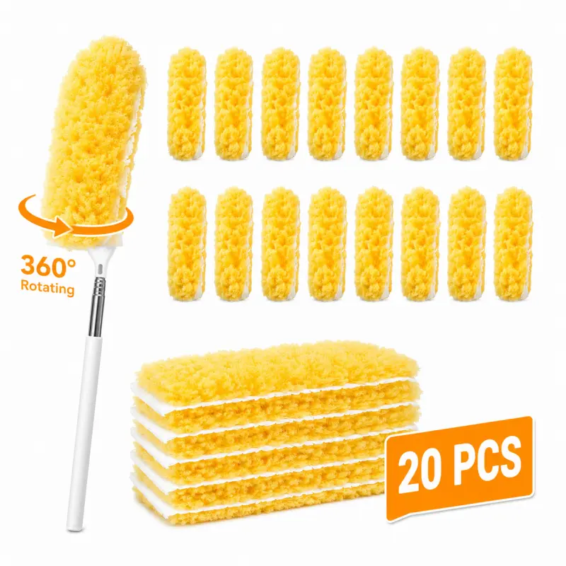 20 Pack ,Heavy Duty Disposable Dusters Kit,  Unscented Duster Refills, 360° Dust Grabber for Furniture, Ceiling Fans, Blinds, Electronics & Home Cleaning