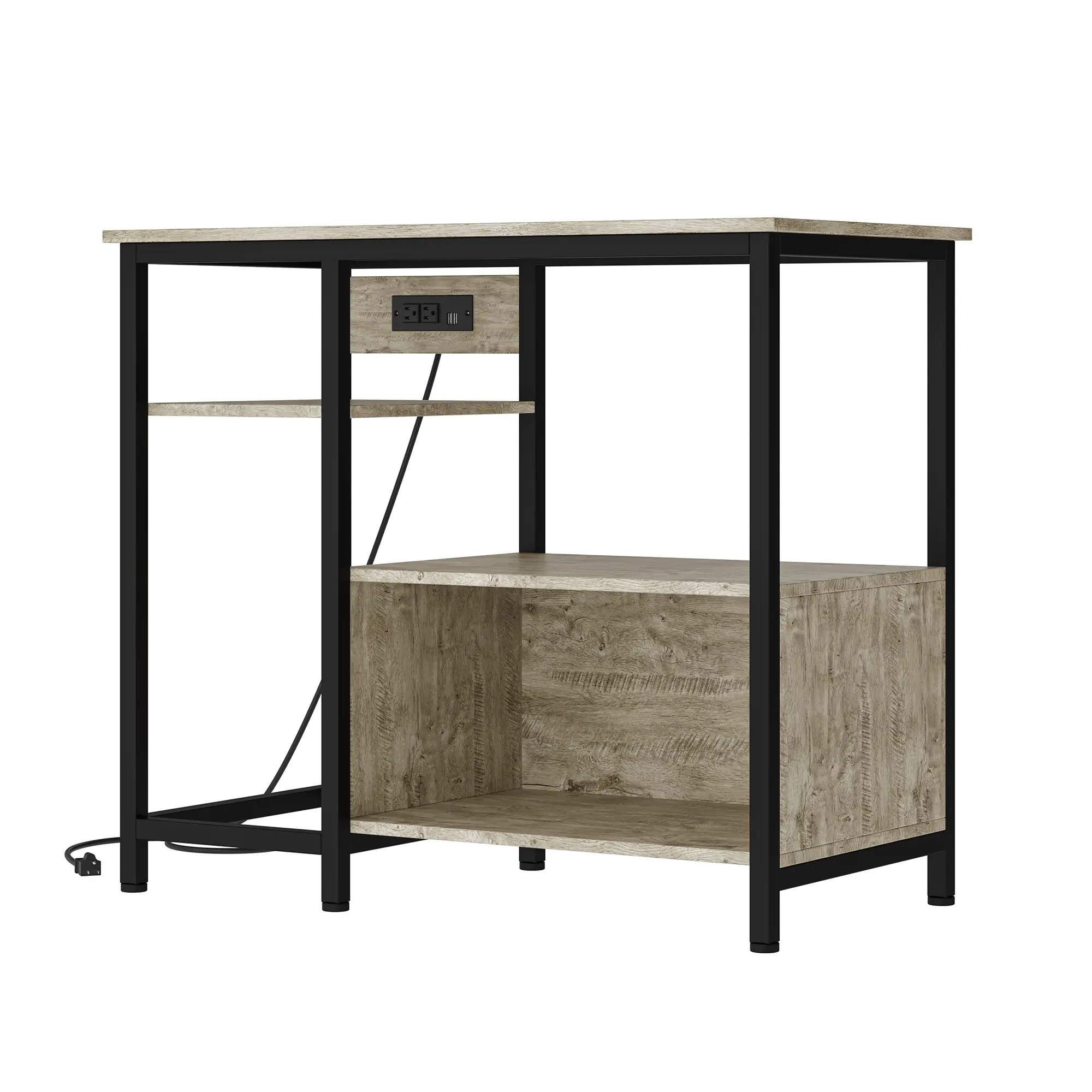 Heavy Duty 40-50 Gallon Aquarium Stand - 4-Tier Metal & Wood Storage Rack with Power Outlets - Open Shelves for Fish or Reptile Tanks - Sturdy Legs, Rustic Brown