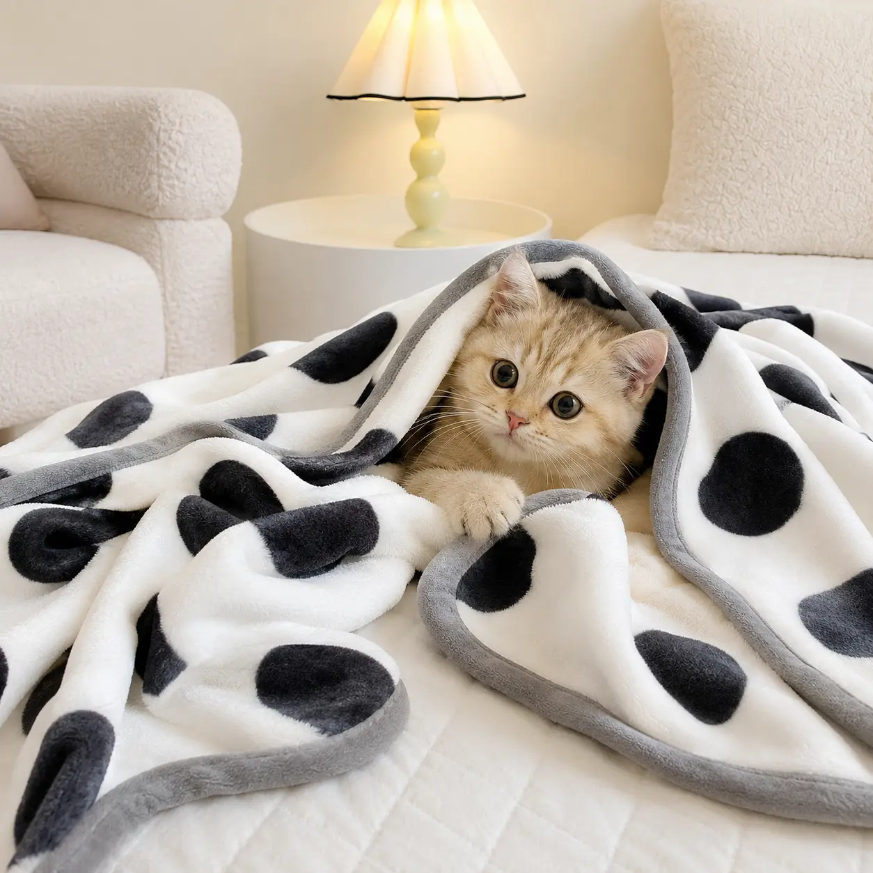 Soft Polyester Plush Pet Blanket - Comforting Modern Fleece Throw for Dogs, Cats, Bed, Sofa, Crate (Boosts Softness & Warmth for Puppies, Kittens During Travel)