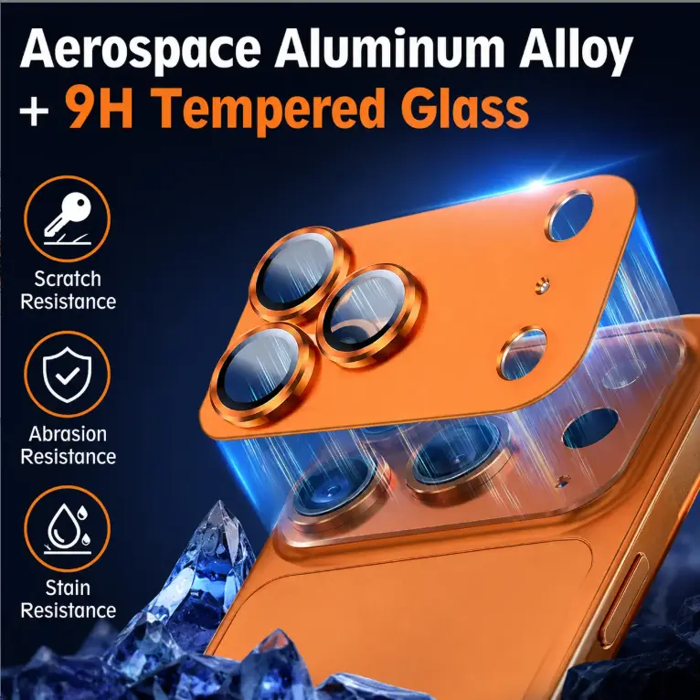 Metal Frame Camera Lens Protector for iPhone 17 Pro - Pro Max, Tempered Glass, Reinforced Frame, Scratch-Resistant Mobile Phone Accessory