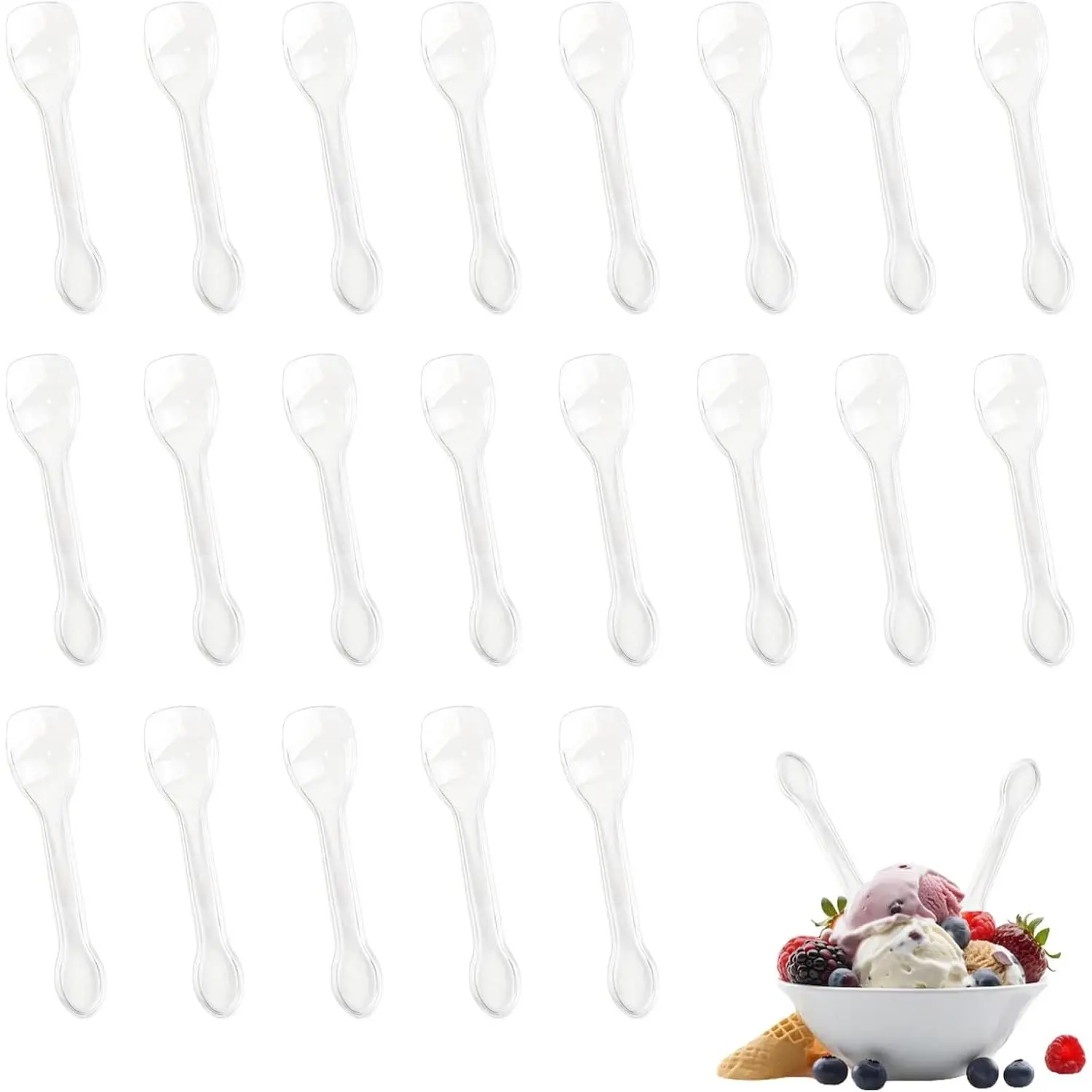 Mini Disposable Spoons for Desserts: 200 count Small Plastic Spoons  Clear Sample Tasting Spoon 3.94 Inch for Ice Cream Dessert Cups Yogurt Appetizer