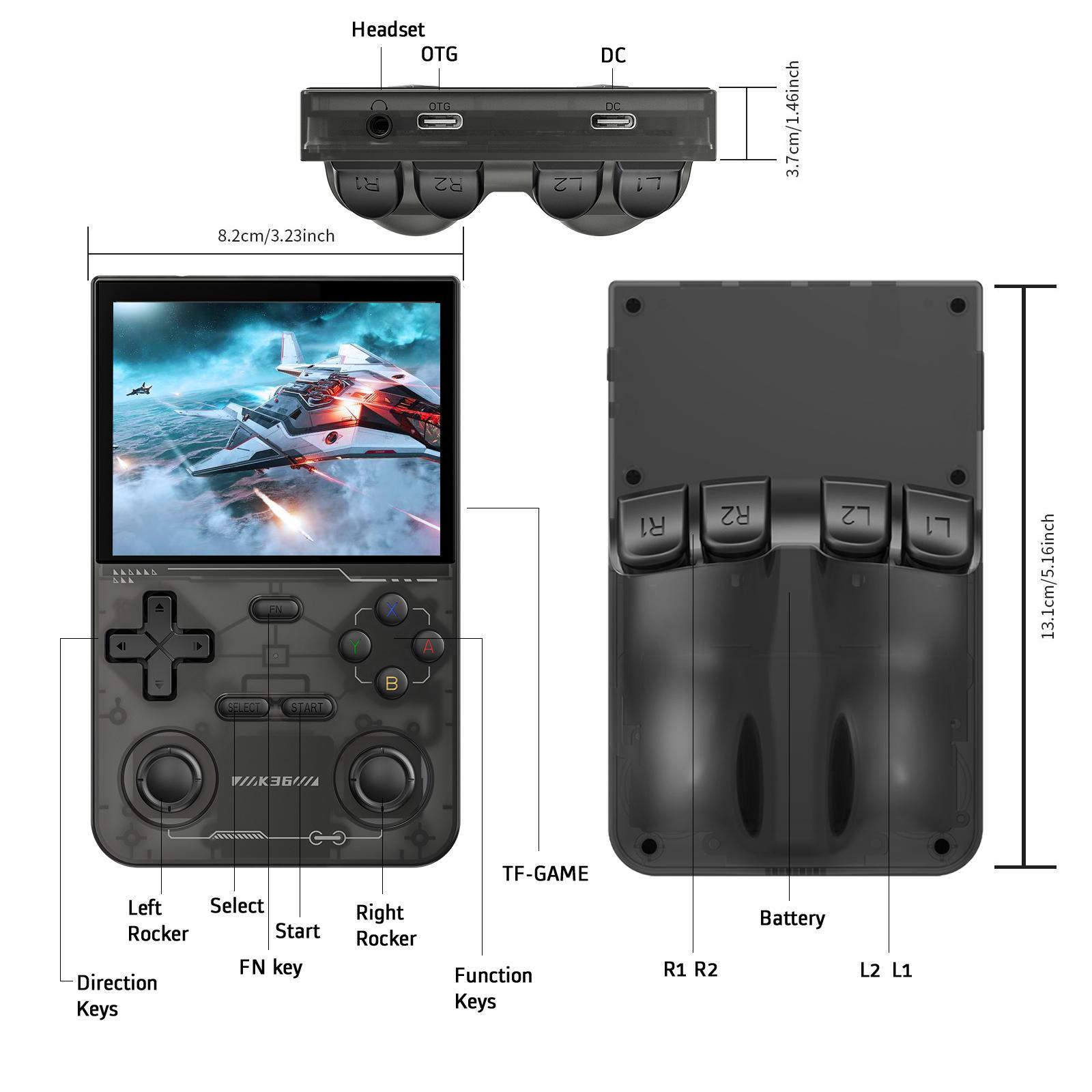 YLW K36 Open Source Linux System Handheld Game Console, Rechargeable Game Console, 3.5HD IPS Screen Portable Retro Handheld Player with 20+ Emulators Supported, Boyfriend Gift, Gaming Items