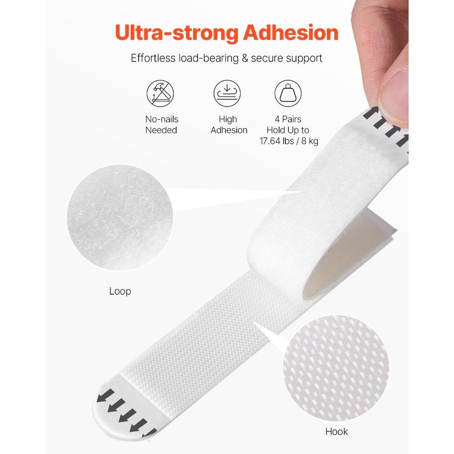 VEVOR Picture Hanging Strips, 34 Pairs, Large Picture Hangers with Removable Adhesive, Hook Loop Strips, Wall Hanging Strips for Damage Free Picture Hanger, Mounting of Photos, Frames, Wall Decor