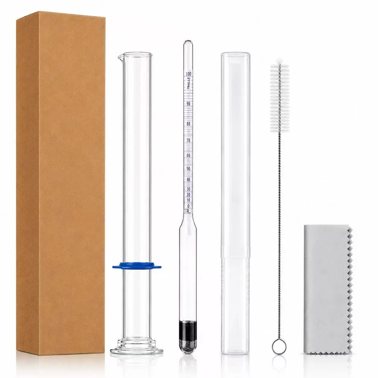 Alcohol Hydrometer Meter Kit, 0-200 Proof & Tralle with Test Jar, Alcohol Proof Tester for Liquor Distilling Moonshine